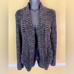 silence + noise heathered gray cardigan shawl collar with pockets sz s